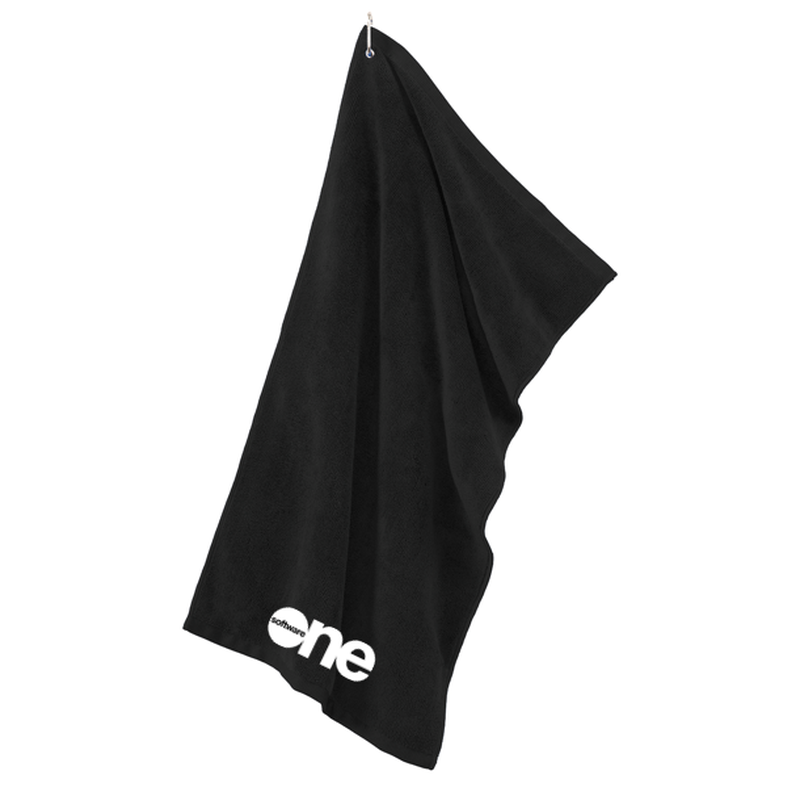 SWO Grommeted Microfiber Golf Towel - Black